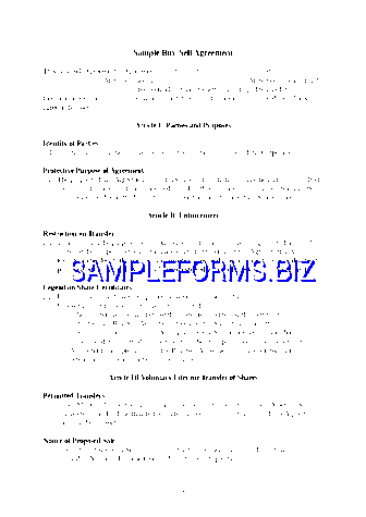 Sample Buy Sell Agreement 2 doc pdf free